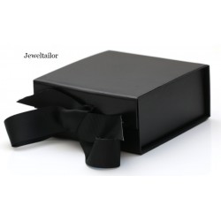 NEW! 1 Luxurious Small Black Grosgrain Ribbon Tie Gift Box 11cm (4.3 Inches) ~ An Ideal Gift, Jewellery or Presentation Box 